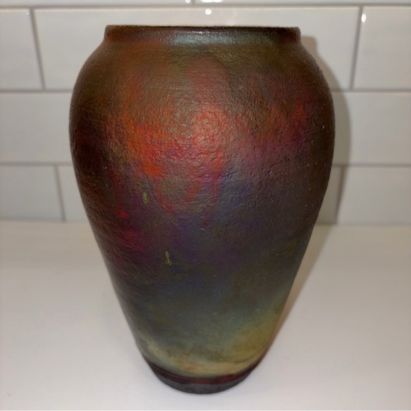Handcrafted Multicolor Ceramic Vase Raku - Picture 11 of 16